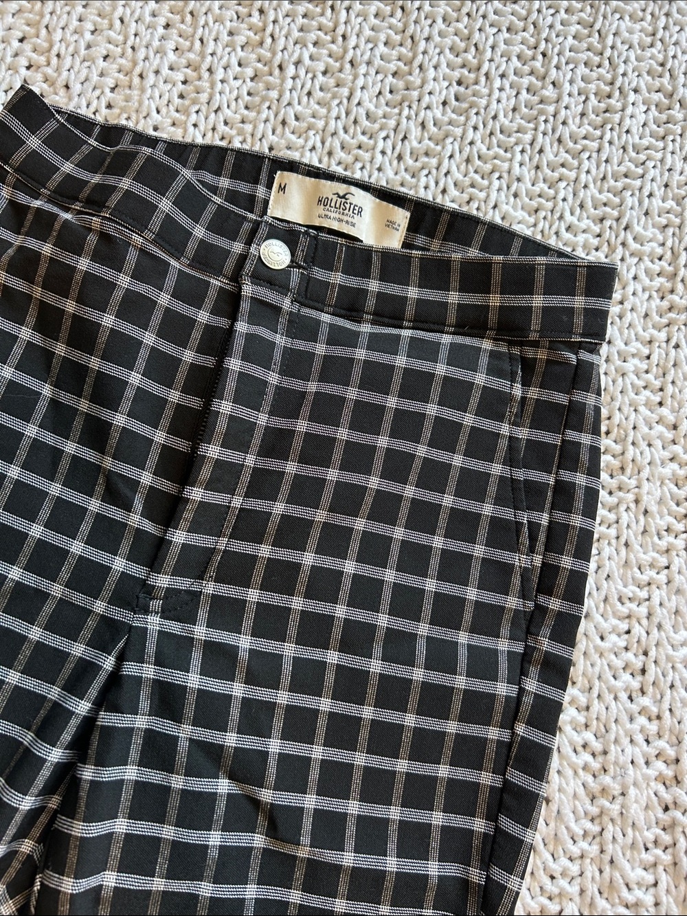 Hollister Black Plaid Slim Trousers - Picture 2 of 3